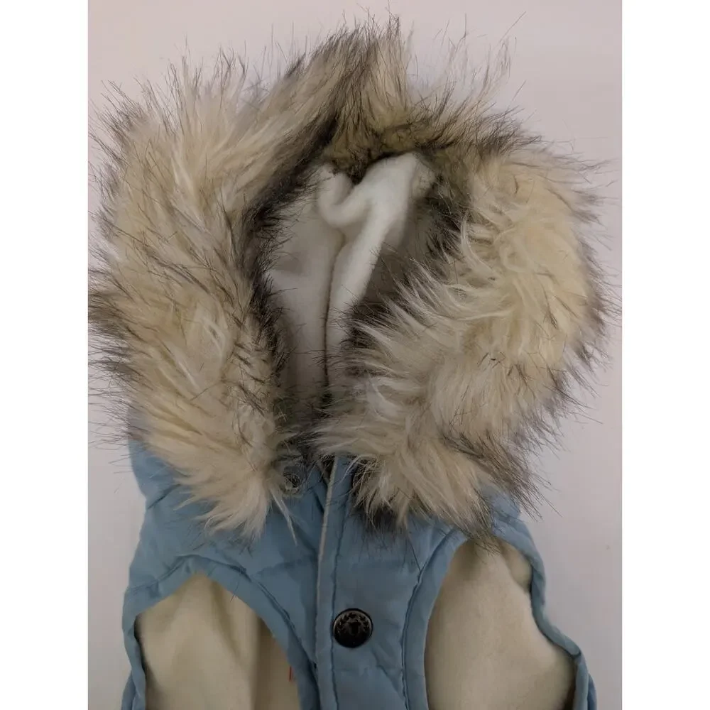 Canine Styles Dog Winter Coat Blue Puffer Insulated Jacket With Remove Hood